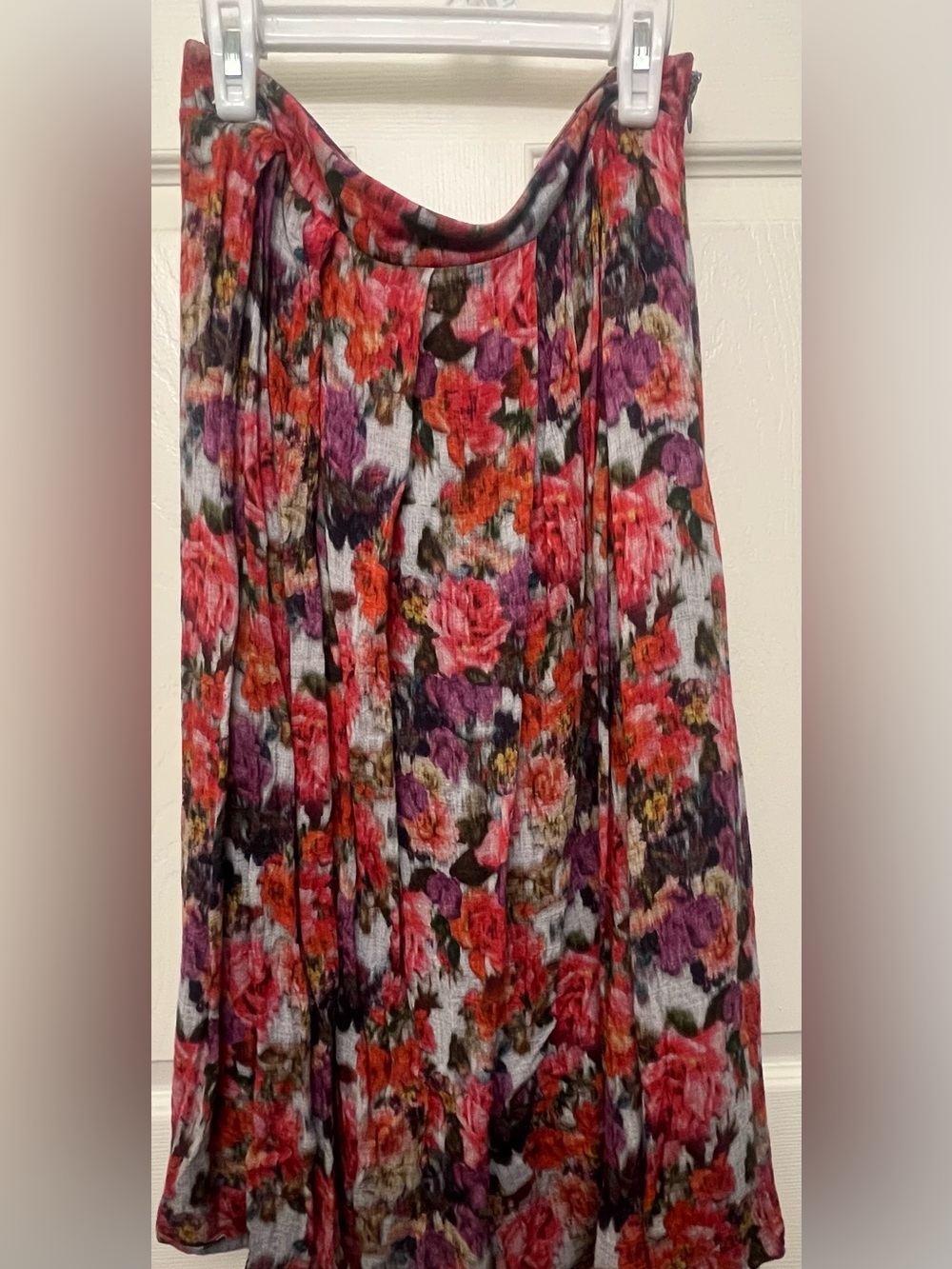 Floral Midi Skirt in Red and Purple